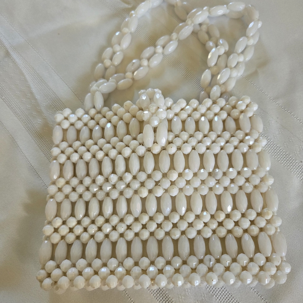 Source Unknown Cream Beaded Mini Bag - image 3